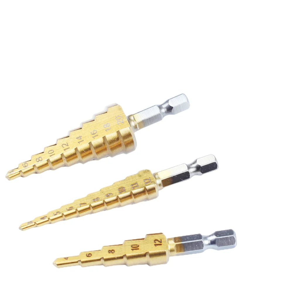 SLADE HSS Titanium Step Drill Bit Set 3-12 4-12 4-20mm Step Drill Bit Set Oasis Select 3pcs without bag