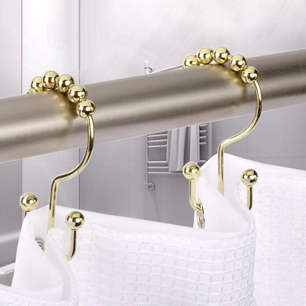 12-Pack Double-Sided Shower Curtain Hooks | Rustproof Stainless Steel