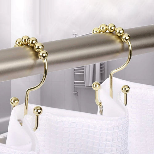 12-Pack Double-Sided Shower Curtain Hooks | Rustproof Stainless Steel Shower Curtain Hooks Oasis Select
