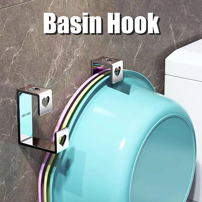 1pc Basin Storage Wall Hook Punch-Free Bathroom Wash Basin Hanger Adhesive Sink Organizer Hook Oasis Select
