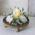 Artificial Rose Candle Ring Pillar Candles Greenery Flower Wreath Seasonal Candle Ring For Wedding Centerpiece Holiday Decor Oasis Select White