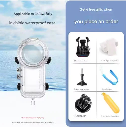 Waterproof Dive Case for Insta360 X5 X4 X3 – 50m Housing