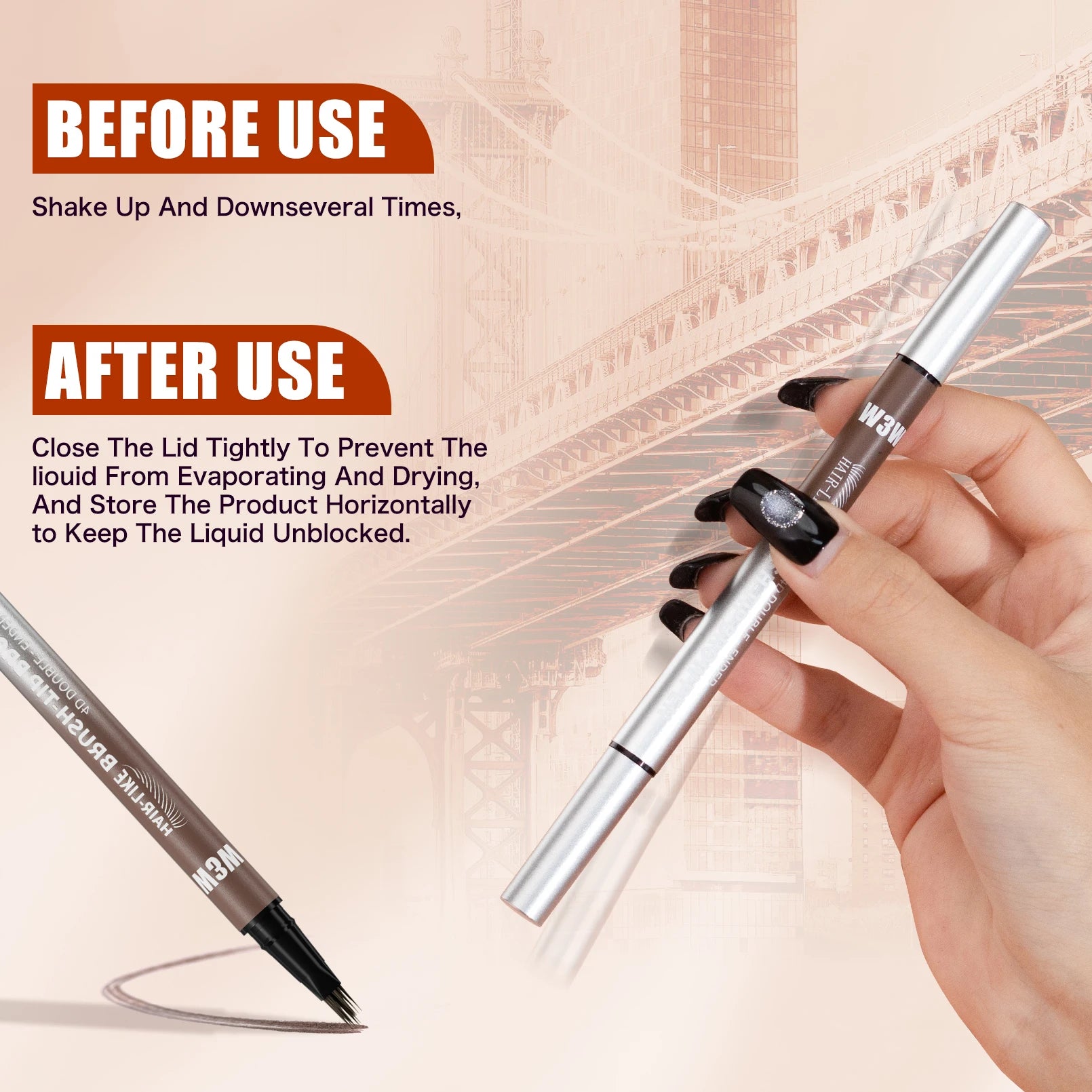 W3W Long-Lasting Water-Resistant Eyebrow Pencil | Anti-Smudge