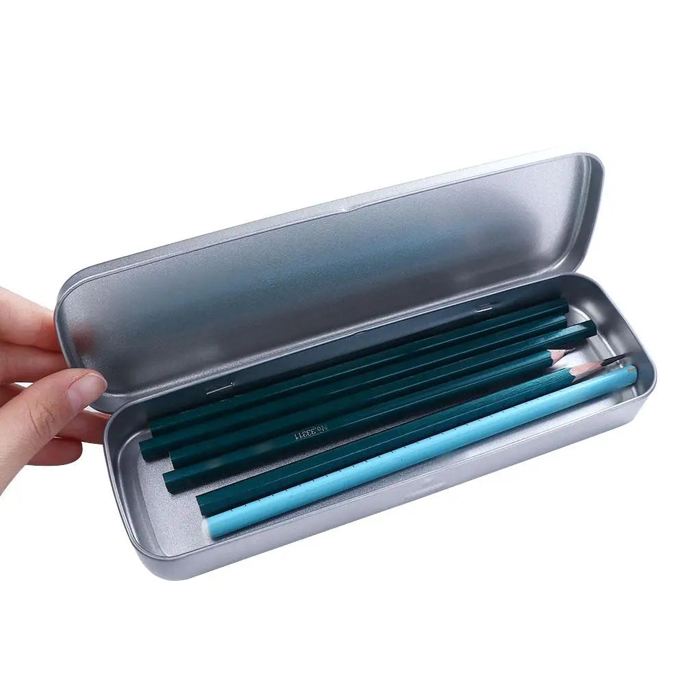 Simple Metal Pencil Case Aluminum Stationery Boxes Tin Pen Box Multifunction Storage Box Stationery School Supplies Gift for Kid Oasis Select