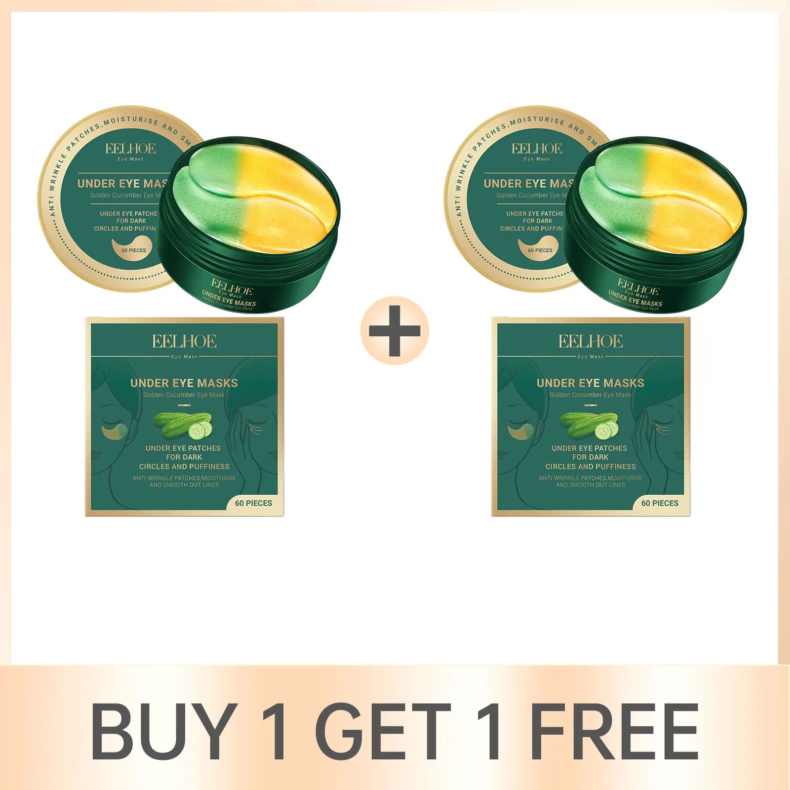 Cucumber Eye Mask Lightening Dark Circles Removal Eye Bags Firming Lifting Eye Patches Moisturizing Reduce Fine Lines Eye Care Oasis Select Buy 1 Get 1 Free