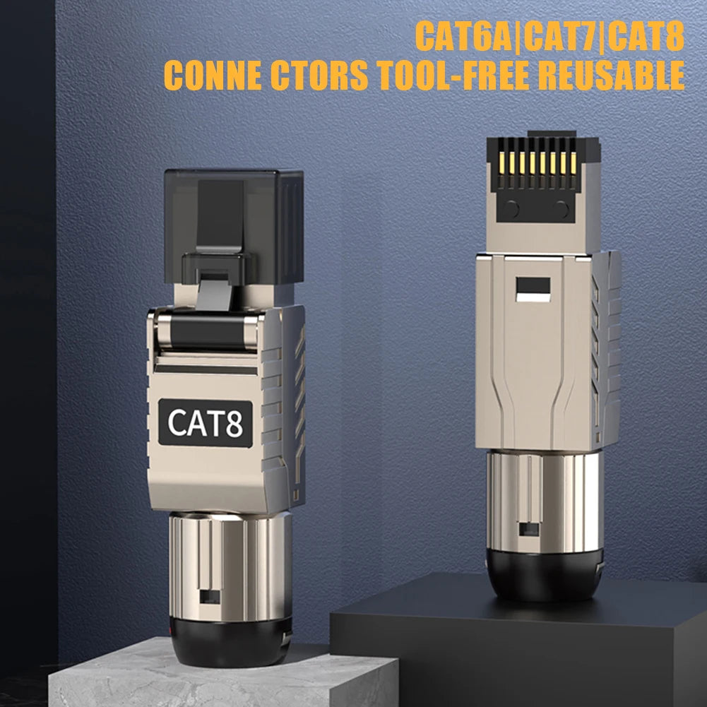 RJ45 Cat8 Tool-Free Metal Plug | 40G 2000MHz LAN Connector