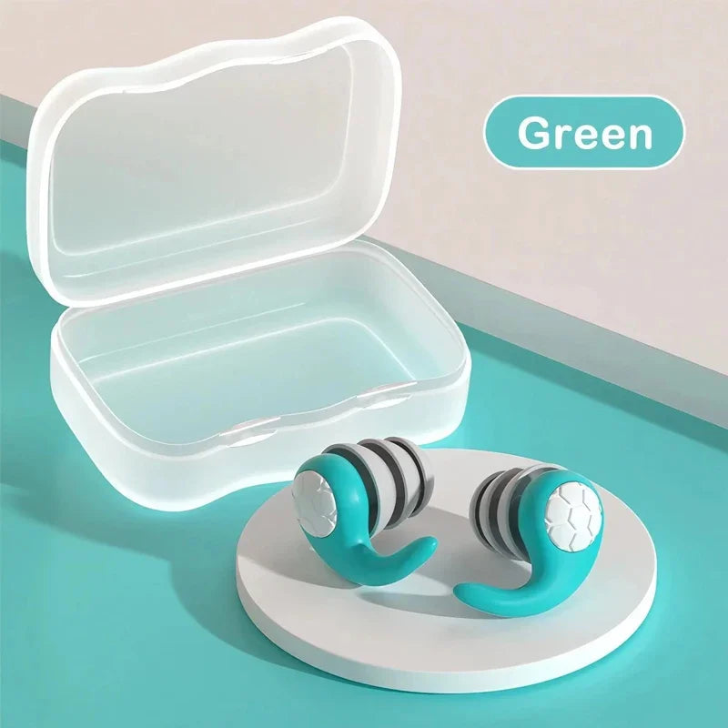 1 Pair Soft Silicone Earplugs - Noise Canceling, Waterproof, Comfortable Fit, for Sleep, Swimming, Creating a Silent Environment Oasis Select Green