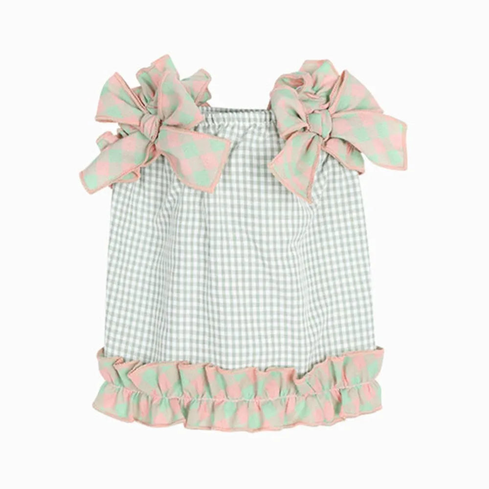 Comfortable Cute Pet Plaid Lace Vest Fashion Soft Pet Summer Princess Skirt Breathable Cat Dress for Puppy Kittens Oasis Select Green XS