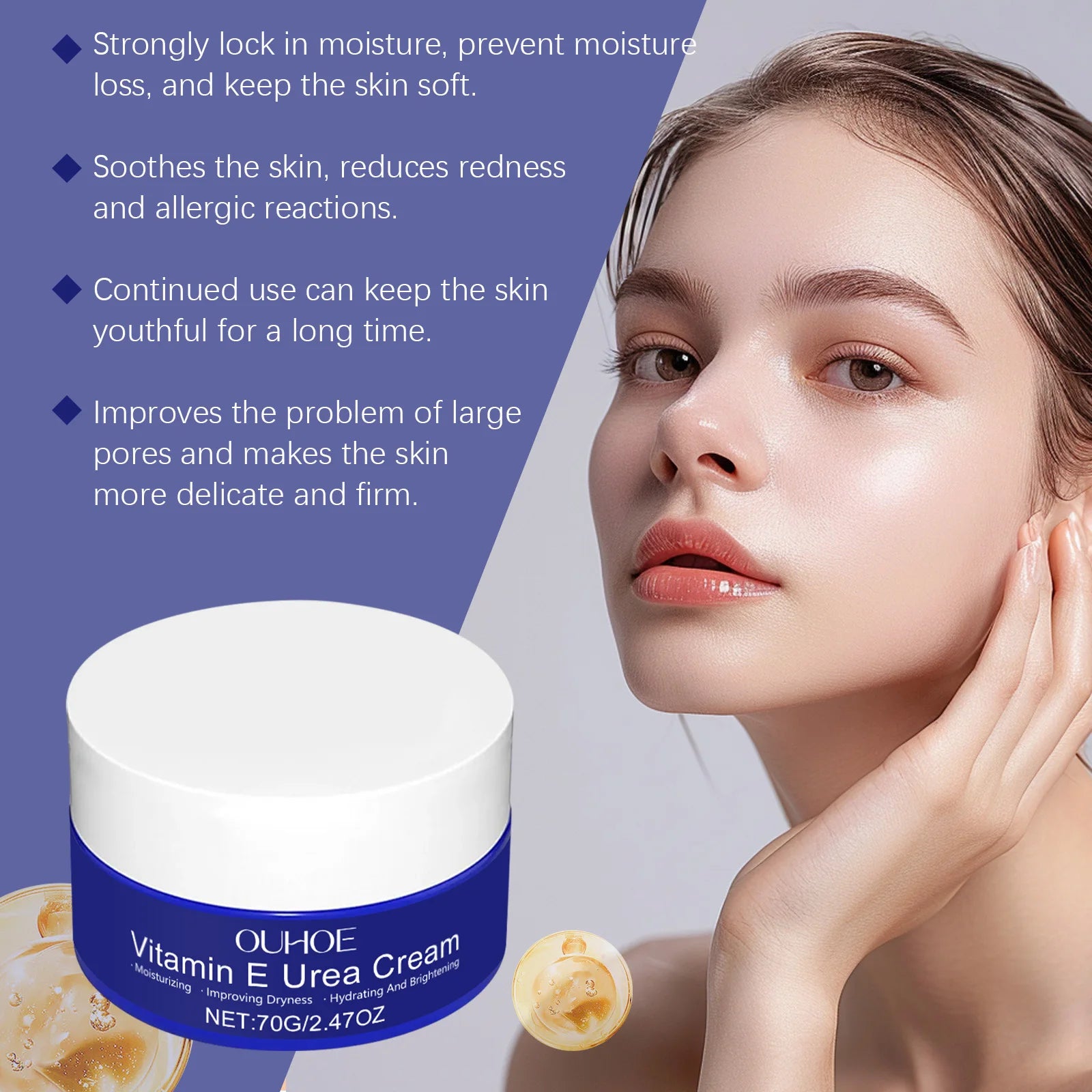 Vitamin E & Urea Cream – Intense Moisturizer for Dry Skin, Hydrating Face and Body Cream, Brightening Treatment for Rough Skin Oasis Select