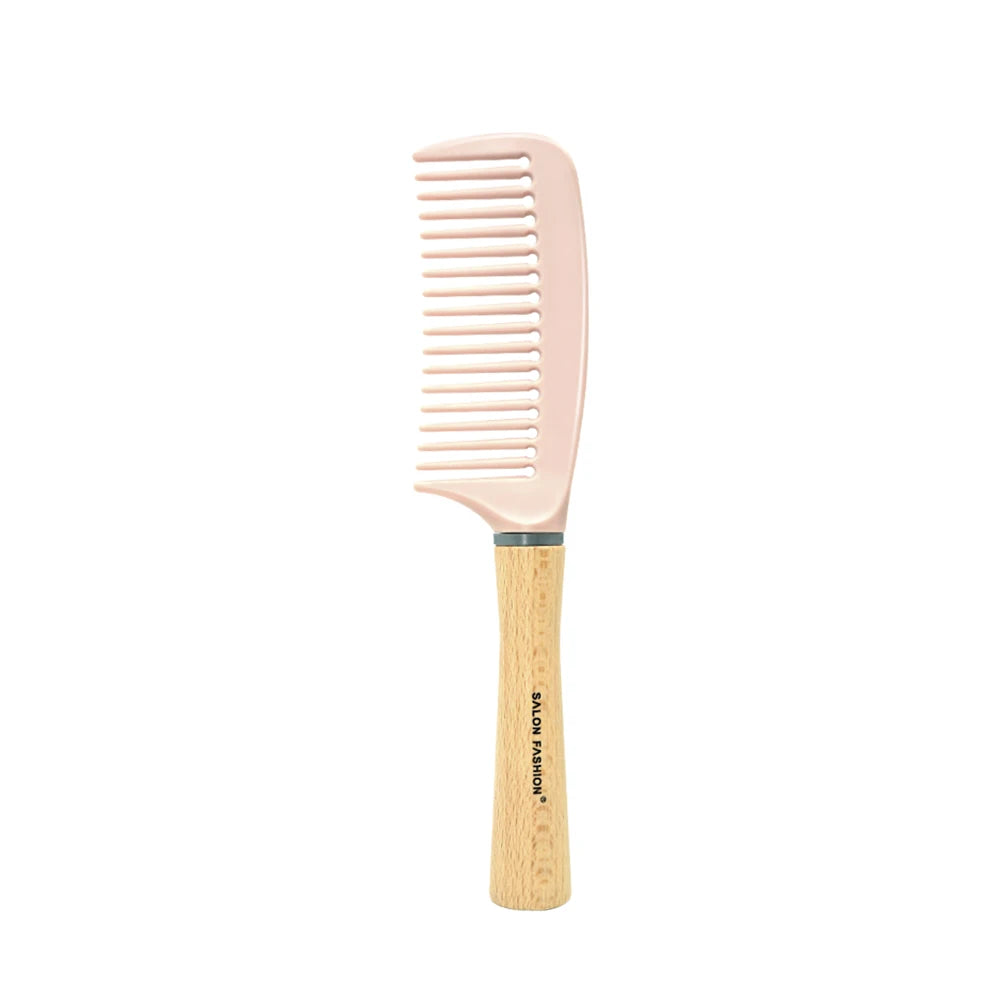 Wooden handle hair comb Hair Curling Brush Anti Static Air Cushion Brush Anti Detangling HairBrush Salon Styling Hair Tools Oasis Select Flat-Pink1