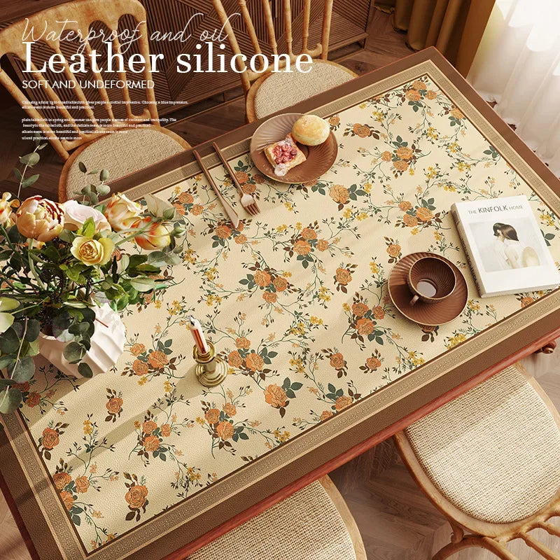 American Retro Tablecloth Waterproof Oil Resistant Scald Resistant and Washable Table Mat Premium Leather Coffee Table Cloth Oasis Select