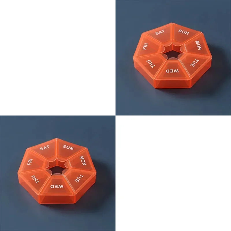 1/2/3pcs Portable Mini Seven Days Small Pill Box One Week Seven Days A Week Pill Organizers Multifunctional Medicine Case Oasis Select 2pcs-Orange