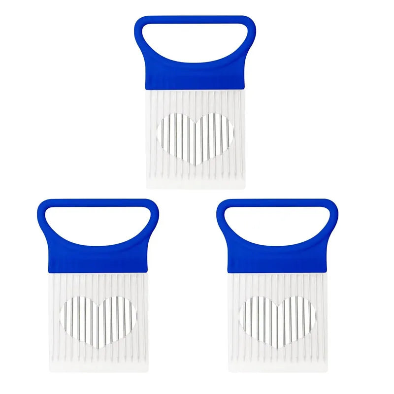 1/2/3pcs Kitchen Tools Household Vegetable Fruit Beef Onion Slicer Cutting Holder Slicing Cutter Stainless Steel Meat Supplie Oasis Select blue-3pcs