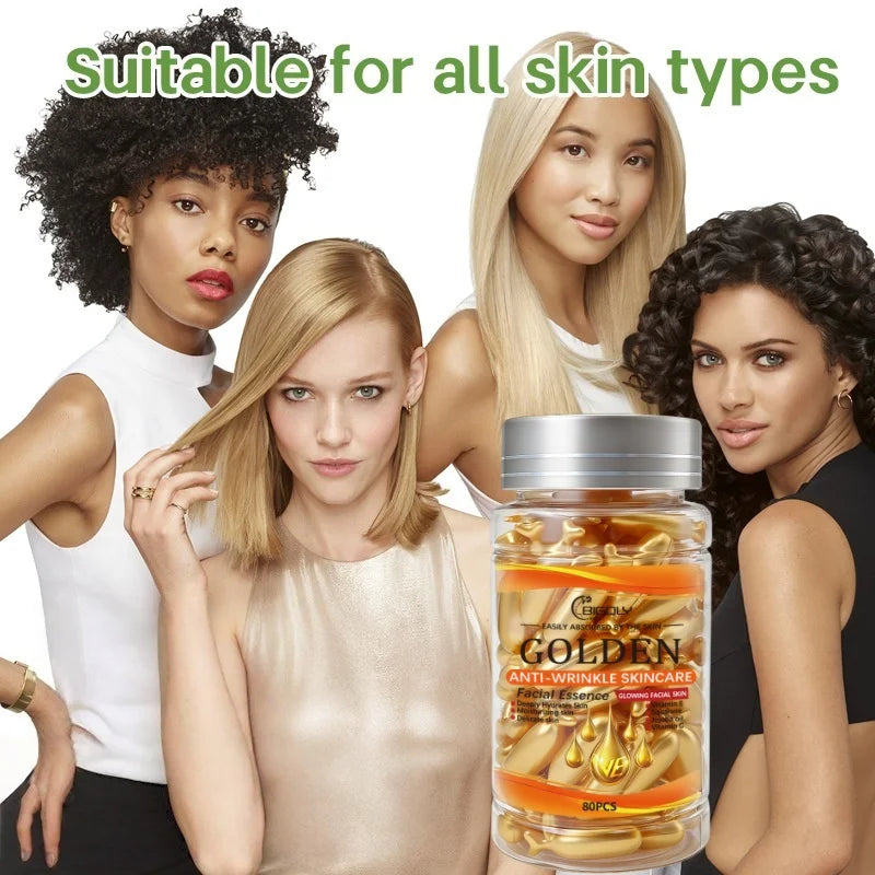80 Facial Serum Capsules – Vitamin C, E & Squalane Anti-Wrinkle Face Serum Capsules Oasis Select