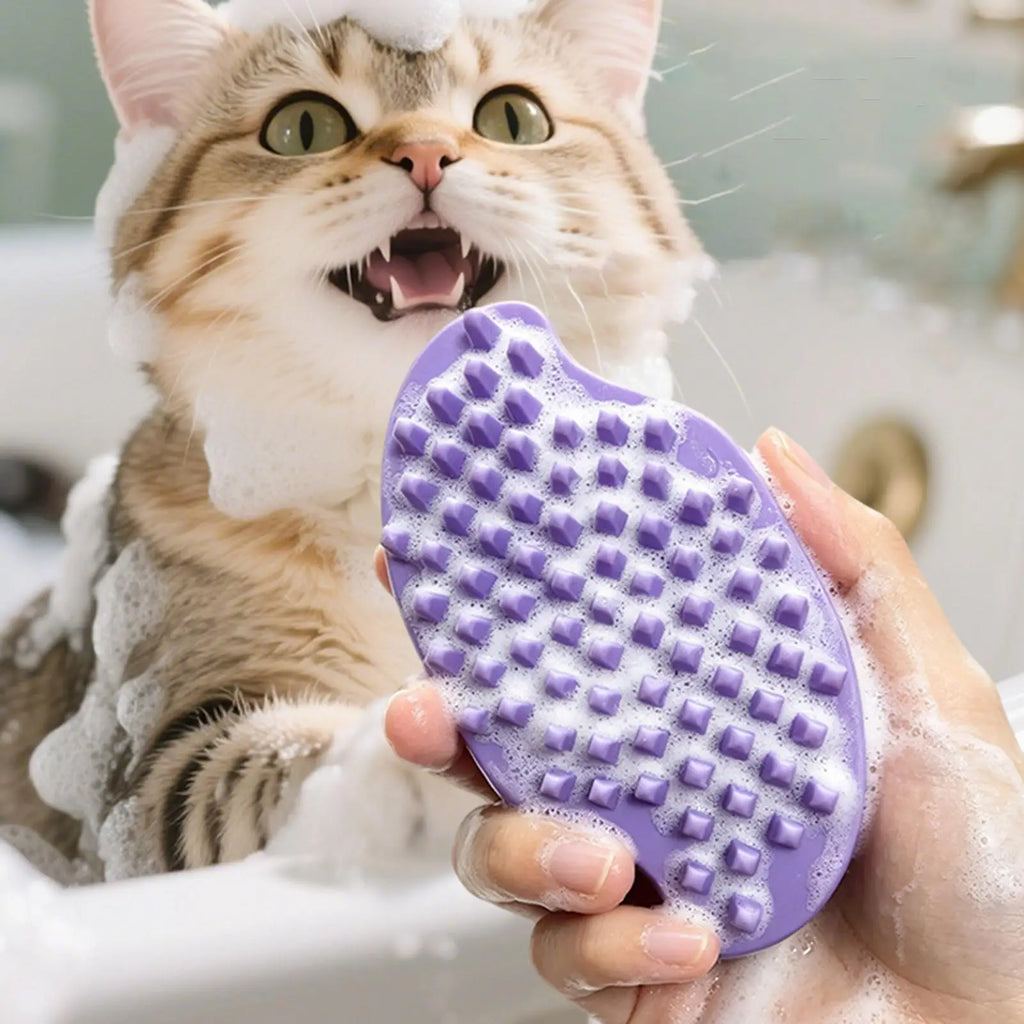 Double-Sided Rubber Pet Grooming Brush for Dogs & Cats