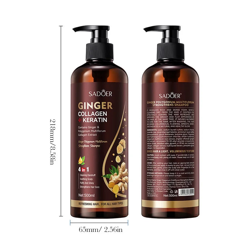 Ginger Polygonum Multiflorum Strengthening Shampoo 500ml Cleansing Hair Care Ends Oil Control Nourishing Hair Oasis Select