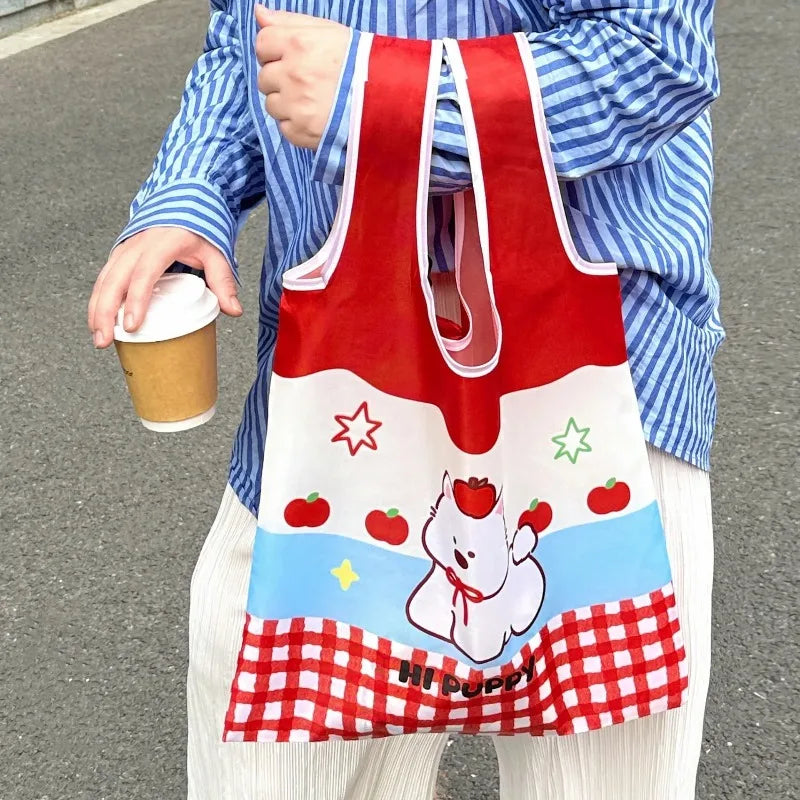 Cute Foldable Shopping Large Capacity Eco-friendly Tote Bag Portable Reusable Bag for Supermarket Daily Use Oasis Select