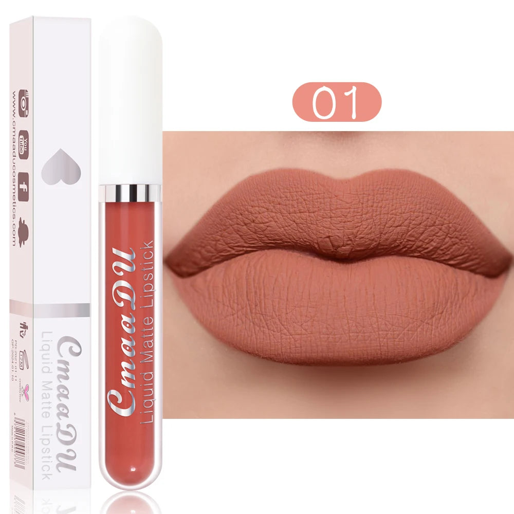 1 Pcs Matte Lipstick Lip Gloss Shade for All Skin Types Long-Lasting Non-Fading Waterproof Non-stick Cup Exquisite Gift Lips Oasis Select 01 Full Size