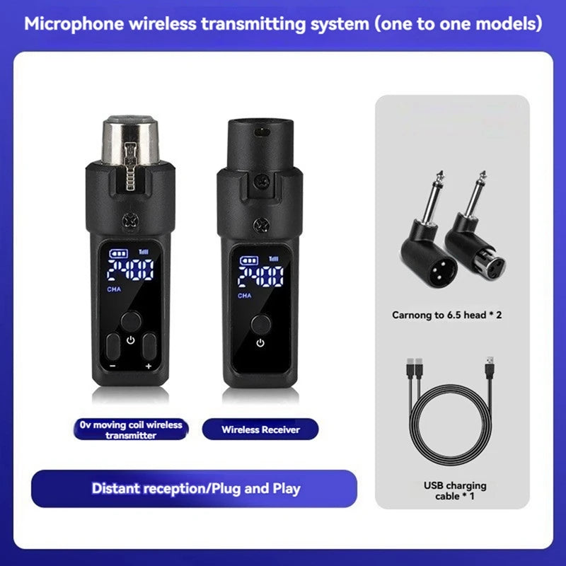 WISH UHF Wireless Microphone Converter XLR Rechargeable Transmitter & Receiver Microphone For 0V Dynamic Microphones Oasis Select