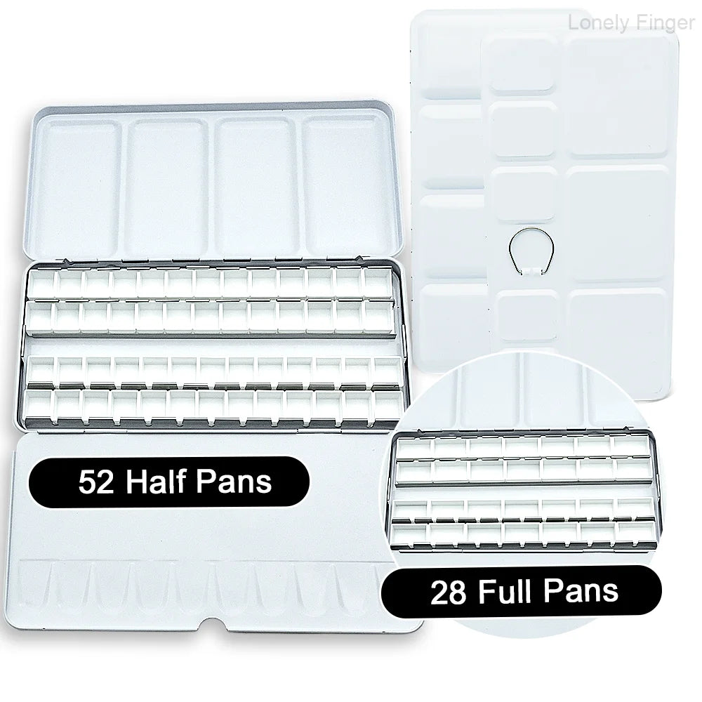 Empty Travel Watercolor Palette, Watercolor Tin Box Palette with 52/28 Plastic Grids Pans for Gouache, Studio & Outdoor Painting Oasis Select