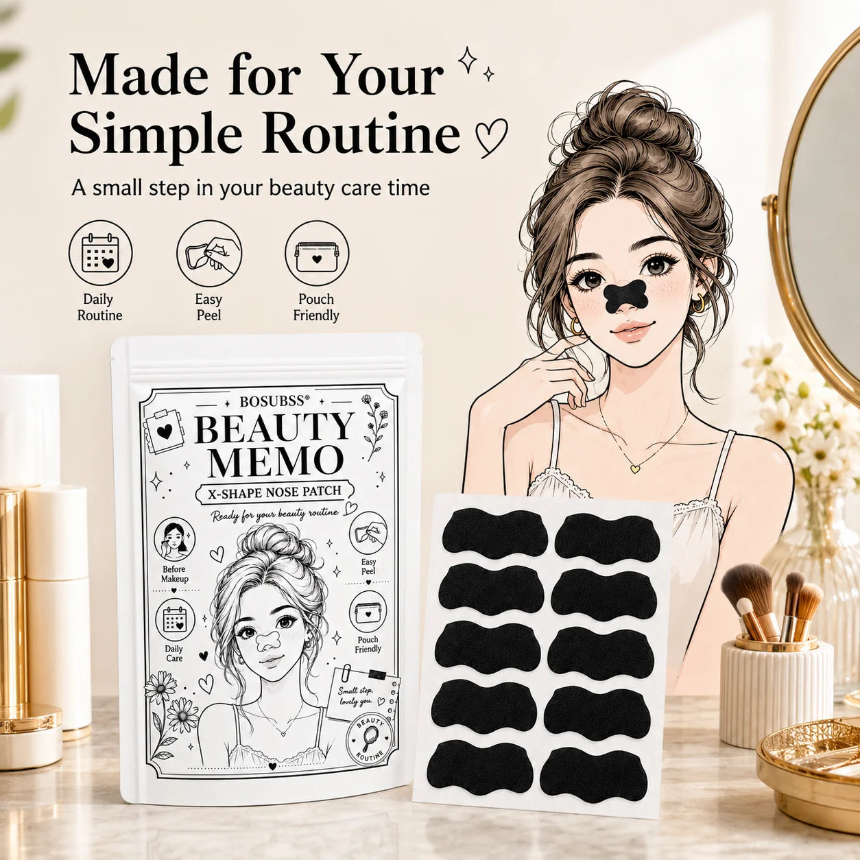 20/30Pcs Charcoal Nose Care Strips, Soft Fit Skin Routine Patch Set, Easy Home Use, Fresh Look, Travel Friendly Oasis Select