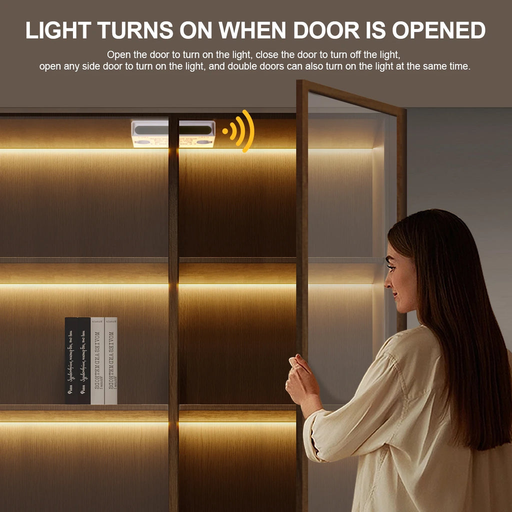 DC12-24V Door Sensor Switch LED Under Cabinet Lights Wardrobe Cupboard Sensor Lights IR Proximity Double Induction Switches Oasis Select