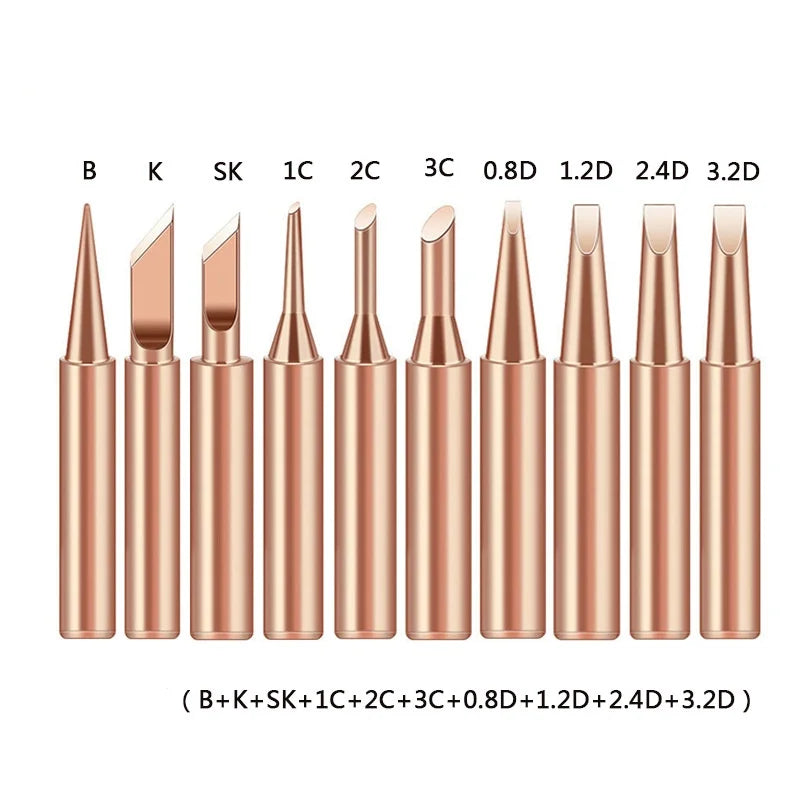 10Pcs Soldering Iron Tip Pure Copper 900M Soldering Iron Head Set Inside Hot Bare Copper Electric Soldering Iron Welding Tools Oasis Select B-10Pcs