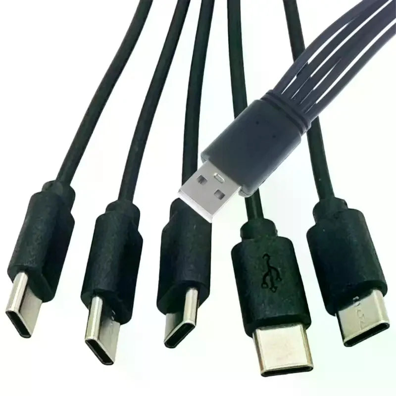 20cm USB to USB-C Splitter Cable | 2–5 Port Multi Charging