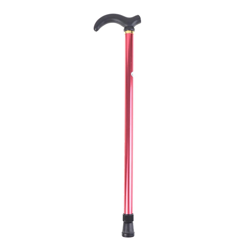 1PC 75-90cm Aluminum Alloy Adjustable Walking Stick 2 Section Stable Anti-Skid Crutch Old Man Hiking Cane Height Oasis Select Red