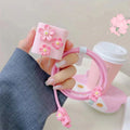 3D Pink Flower Cable Protector Sleeve for iPhone – 4 Pcs