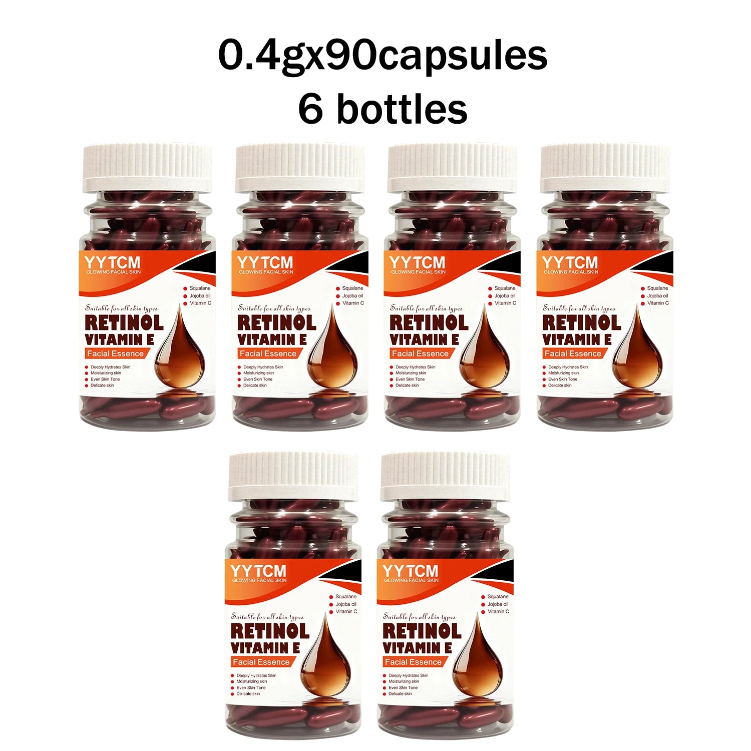 Retinol Vitamin E Capsule Essence – Hydrates, Firms & Brightens Face Capsule Serum Oasis Select 6 Bottles 90 Capsules
