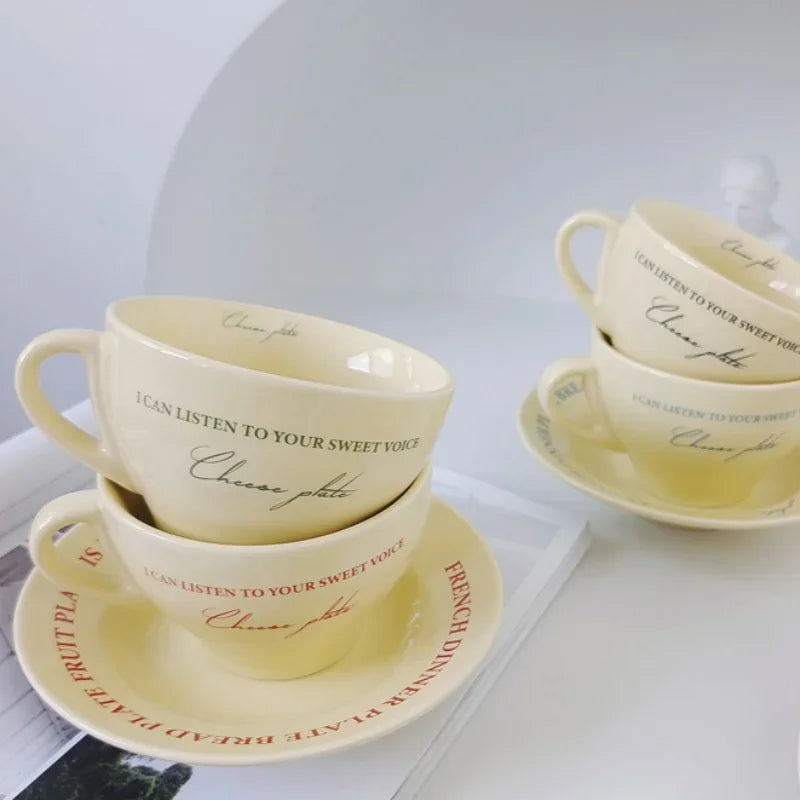 Coffee Mugs Ceramic Milk Tableware Tea Tools Cute Ins Korean Style Oatmeal Breakfast Drink Juice Tea Cup and Saucer Sets Oasis Select