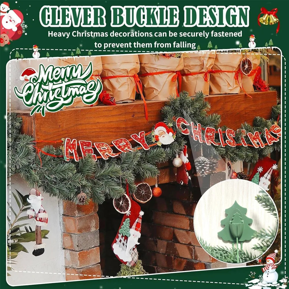 Garland Ties Faux Pine Needles Silicone Holder Decorative Adhesive Christmas Garland Ties For Banister Outdoor Stocking Oasis Select