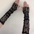 Fashion Lace Sunscreen Sleeve UV Protection Fingerless Driving Gloves Thin Women Arm Cover Summer Oasis Select Black