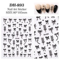 SUSU 1PC Bow Nail Art Stickers 3D Cute Red Pink Black Bowknot Nail Charms Foils Gold Laser Effect Bow Manicure Decor Oasis Select Black