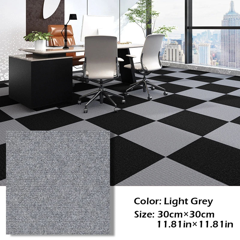30x30cm DIY Modern Carpet Self-adhesive Anti Slip Block Fully Spread Floor Mat Bedroom Study Office Can Be Cut Oasis Select light gray 30X30cm-20pcs