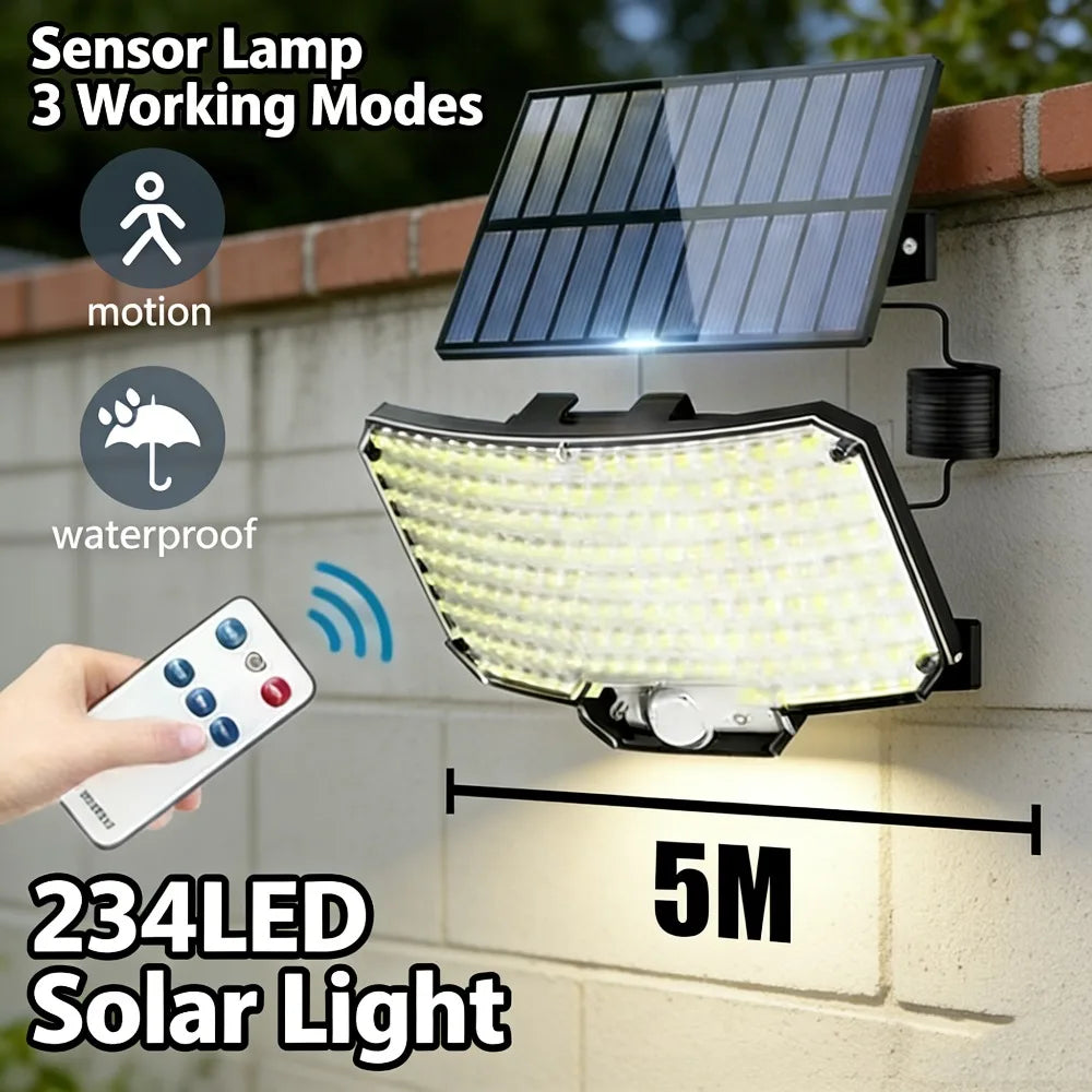 High Power 234LED Sensor Solar Light Outdoor 3 Working Modes IP65 Waterproof Lights for Yard Garden Fence Decorative Wall Light Oasis Select