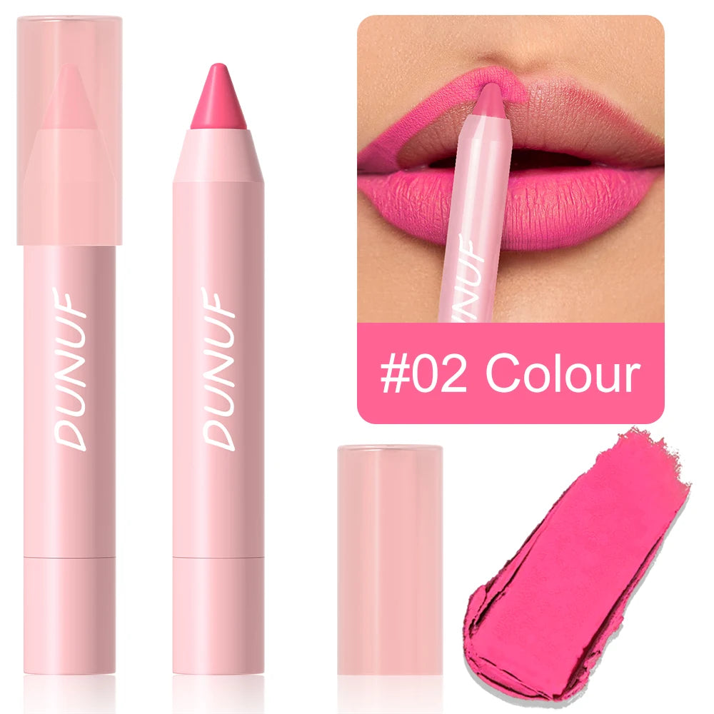 DUNUF 1 Pcs Matte Lip Liner Velvet Lip Gloss Waterproof Long-Lasting Easy to Color Music Festival Ready Lip Makeup for Lipstick Oasis Select 02 Full Size