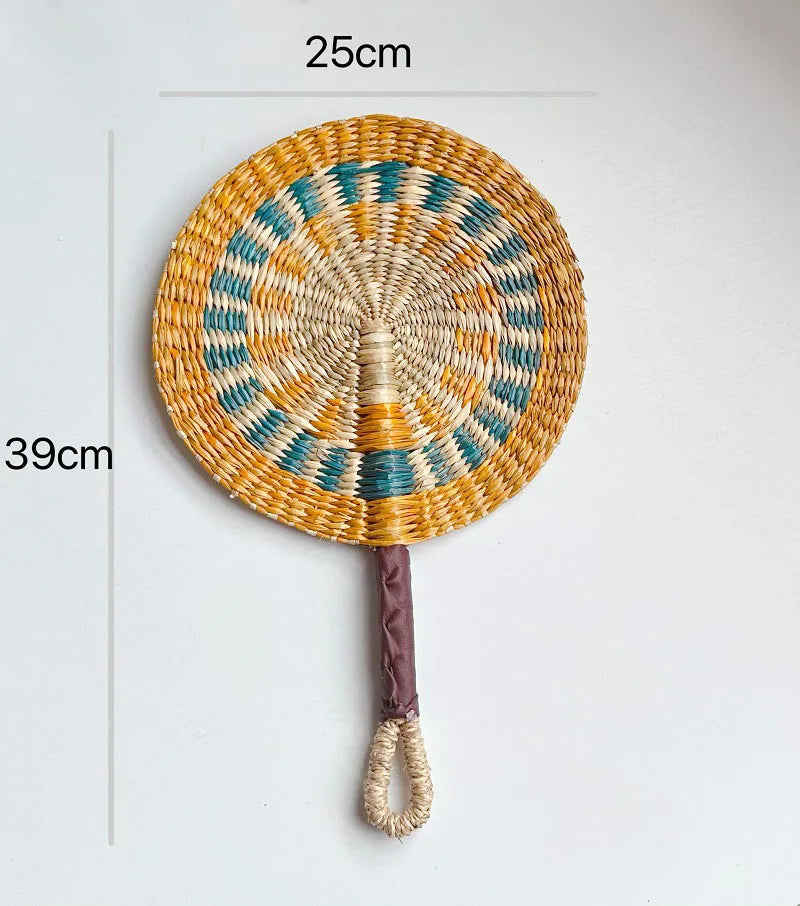 Handwoven Straw Fan – Boho Wall Decor, Wedding & Party