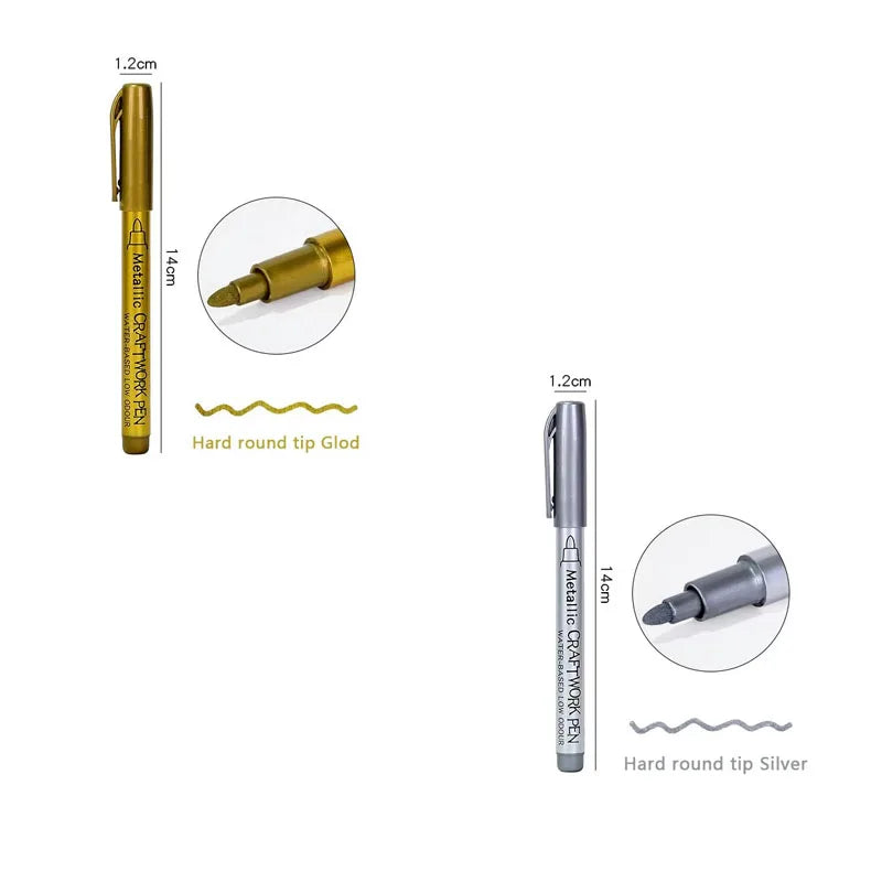 1/2/3/4Pcs Metallic Marker Pen Set Gold Silver Brush Pen Medium Point Markers For Metal Rock Painting Black Paper Card Making Oasis Select 2pcs Hard nib mix