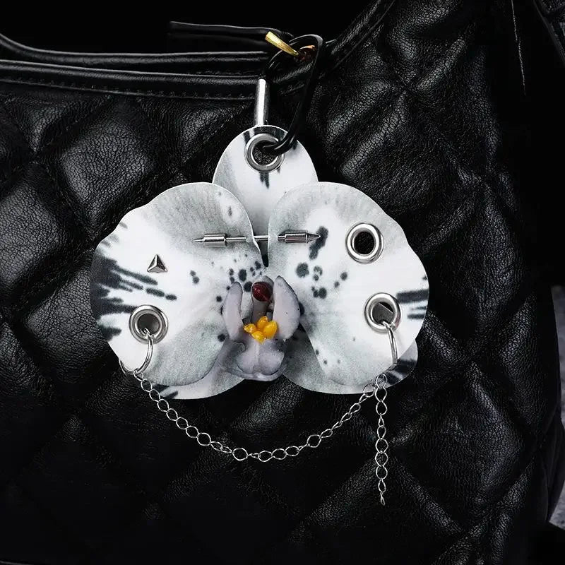 Exquisite Simulation Phalaenopsis Keychain Backpack Decoration Gifts Creative Hand-punched Puncture Simulation Flower Keyring Oasis Select