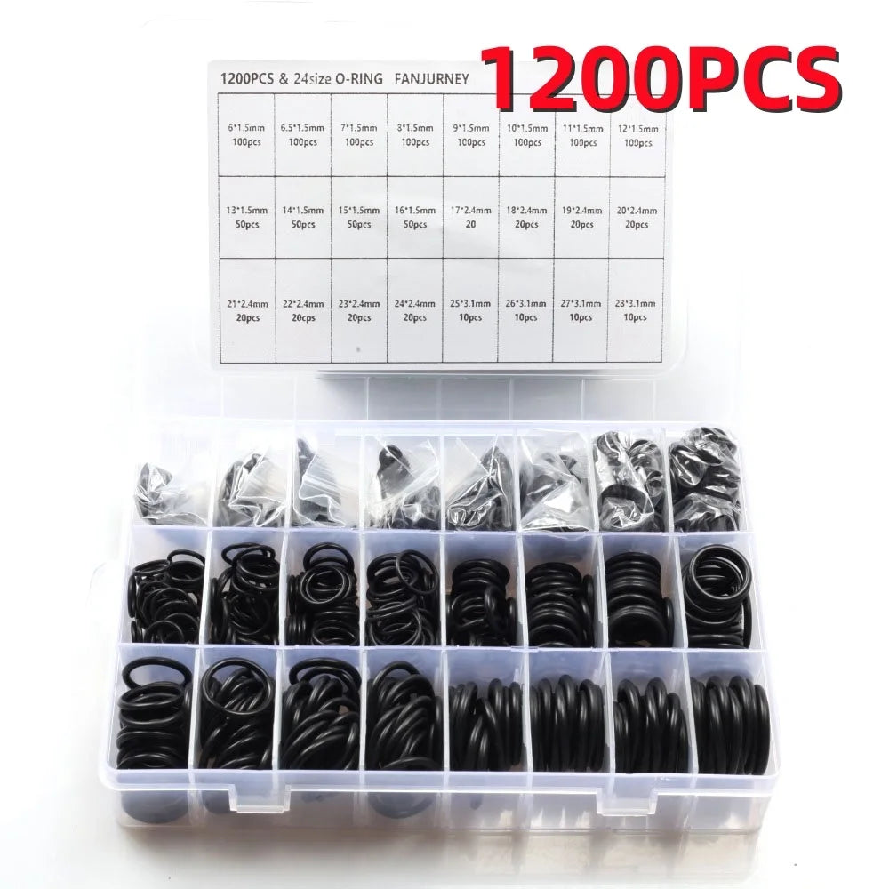 NBR Nitrile O-Ring Set 740/1200pcs – Oil & Waterproof Seals O-Ring Seal Kit Oasis Select 1200PCS