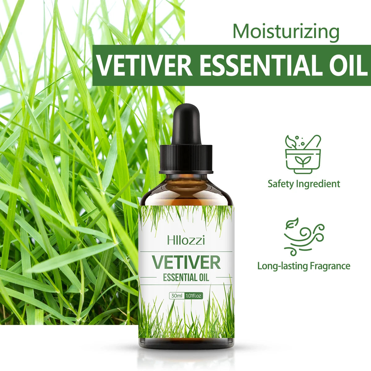 Hllozzi Vetiver Essential Oil 30ml – Pure Aromatherapy Oil