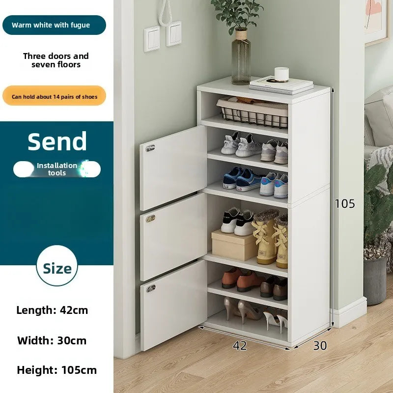 Shoe rack narrow vertical dustproof large capacity storage locker small apartment multi-layer shoe cabinet Oasis Select Bai-105CM-B