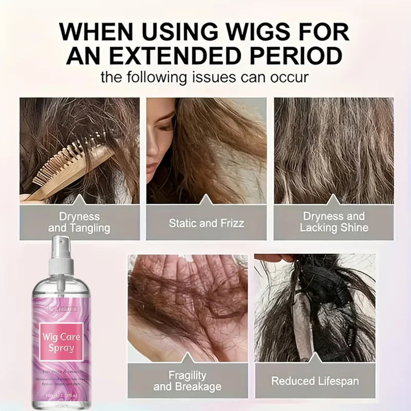 Wig Care Spray, Anti-Frizz & Anti-Static Formula, Keeps Synthetic & Human Hair Wigs Smooth, Tangle-Free and Shiny Oasis Select