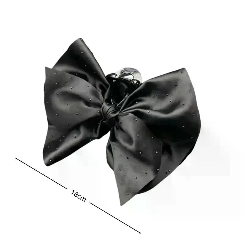 Black Large Bow Hair Claw For Women Girls Elegant Temperament Ponytail Shark Clip Fashion Hair Accessories Gift Oasis Select