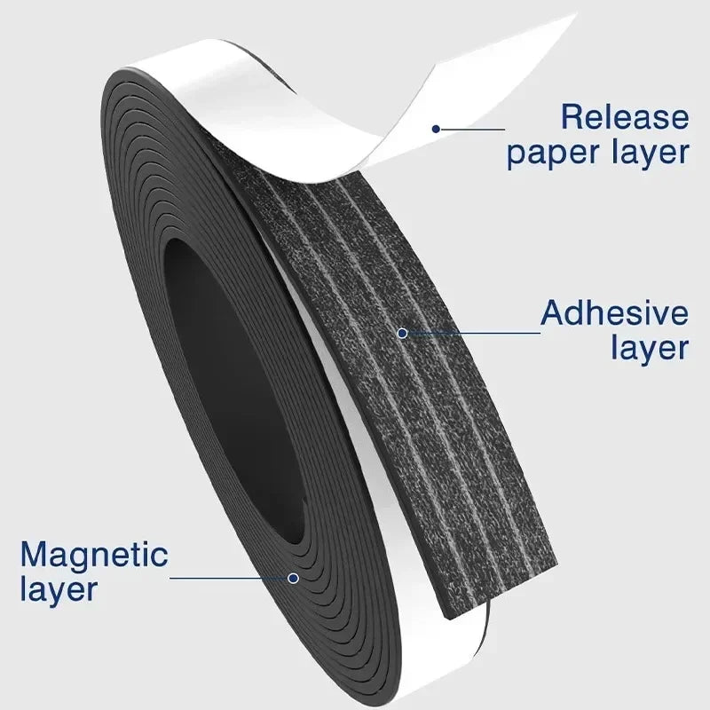 Self Adhesive Magnetic Tape Cuttable Rubber Magnetic Strip for Fridge Wall DIY Photo Poster Fixing Tape Home Office Storage Tool Oasis Select