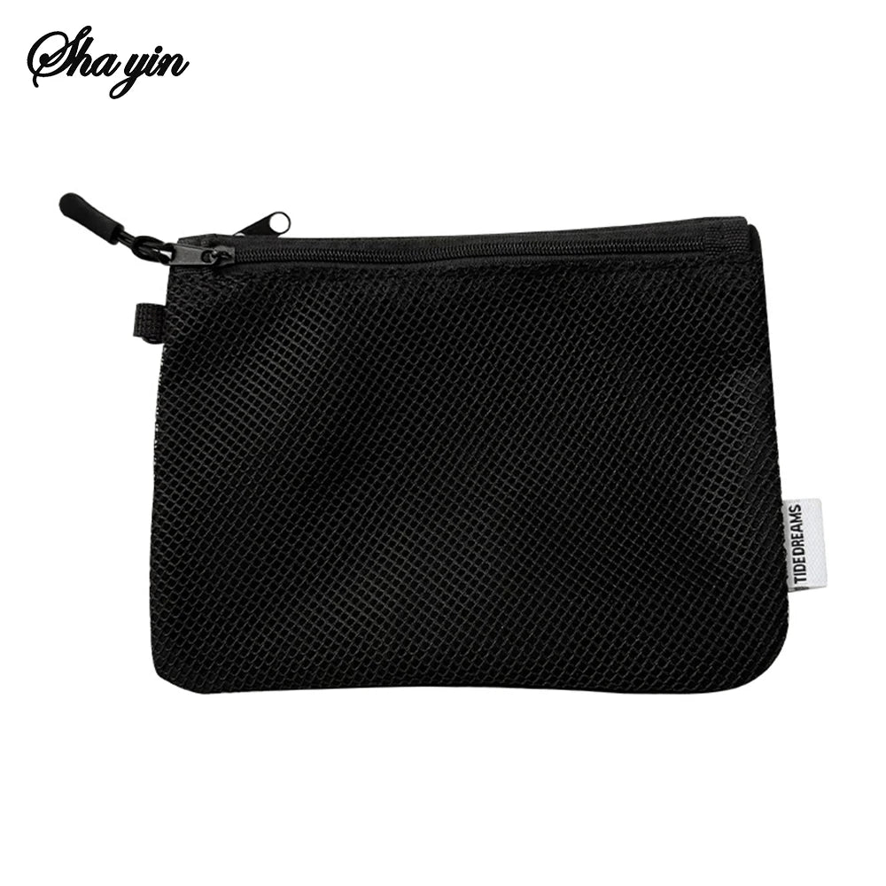 Grid Mesh Mini Double-Layer Pouch – Cables, Coins & Makeup