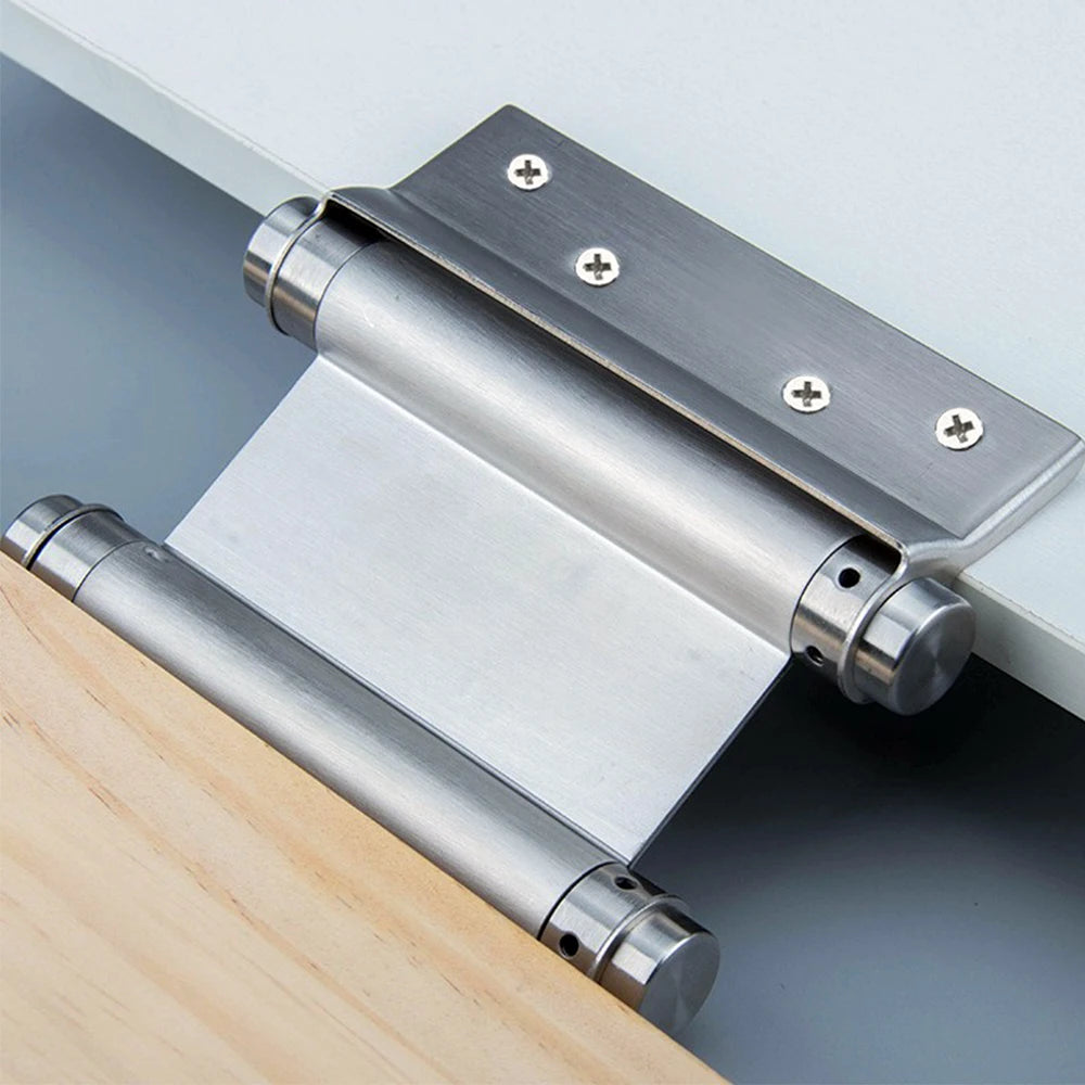 2Pcs 3-inch Stainless Steel Two-way Hinges,double Spring Hinges,denim Door Fence Automatic Closing Hinges Silver,Black W/Screws Oasis Select