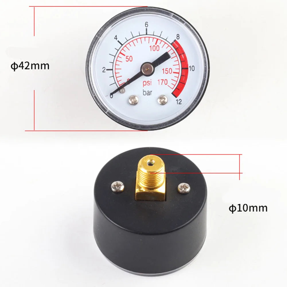 Air Compressor Pneumatic Hydraulic Fluid Pressure Gauge 0-12Bar / 0-170PSI Easy To Read Dial Measuring Instrument Oasis Select